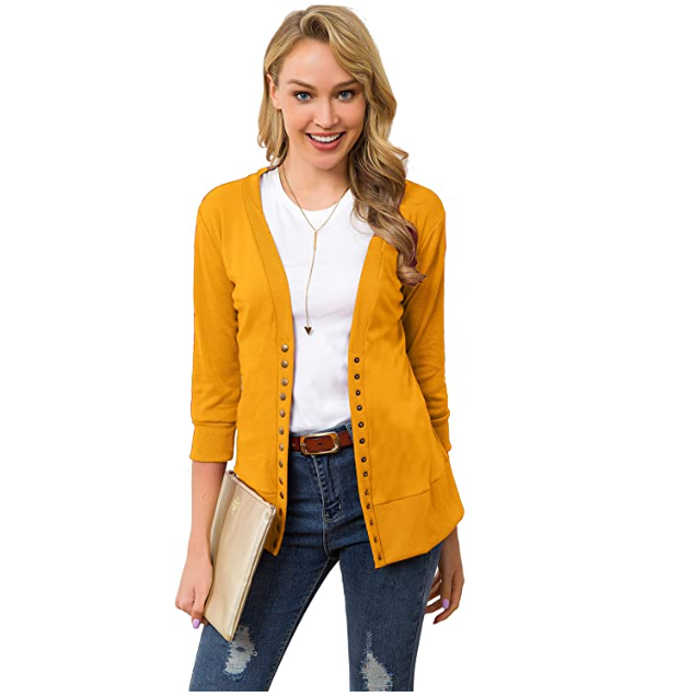 Basic Faith Women's  V-Neck Button Down Knitwear Soft Knit  Cardigan Sweater S