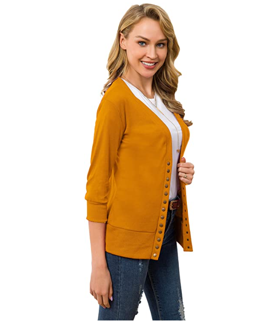 Basic Faith Women's  V-Neck Button Down Knitwear Soft Knit  Cardigan Sweater S