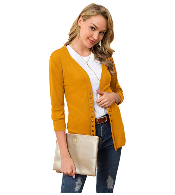Basic Faith Women's  V-Neck Button Down Knitwear Soft Knit  Cardigan Sweater S