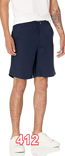 Essentials Men's Classic-Fit Flat-Front 9" Linen Short, Navy, Large
