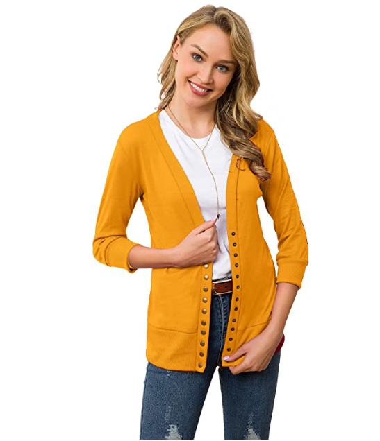 Basic Faith Women's  V-Neck Button Down Knitwear Soft Knit  Cardigan Sweater S