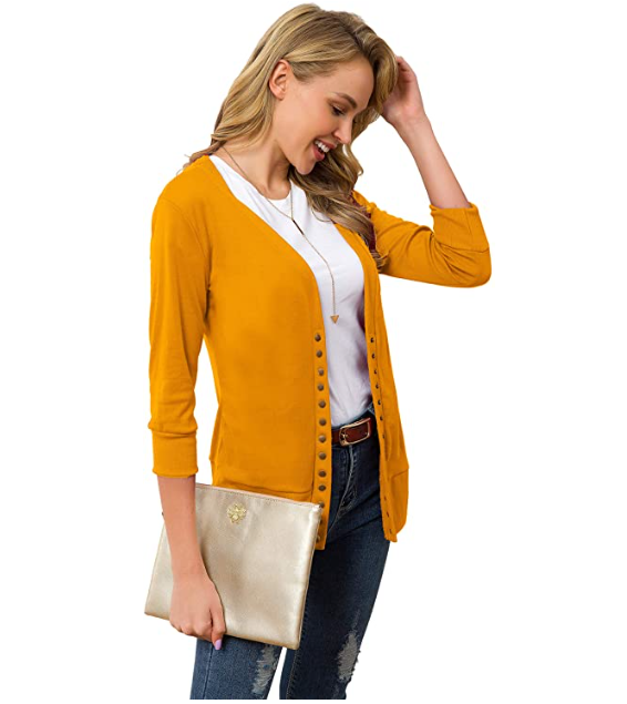 Basic Faith Women's  V-Neck Button Down Knitwear Soft Knit  Cardigan Sweater S
