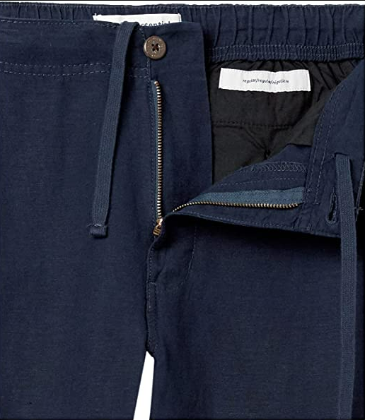 Essentials Men's Classic-Fit Flat-Front 9" Linen Short, Navy, Large