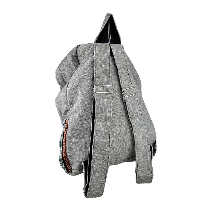 Zeckos Tree of Life Grey Cotton Canvas Striped Tapestry Fully Lined Backpack