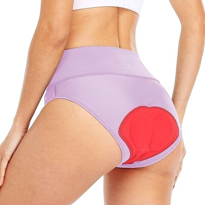 Willit Women Cycling Underwear 3D Padded High Waisted Bike Shorts Light Purple L