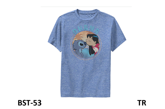 Disney Lilo & Stitch Lilo and Stitch Ohana Boy's Performance Tee, Royal Blue, M