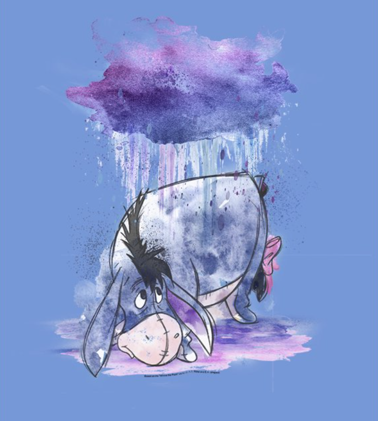Disney Winnie The Pooh Watercolor Eeyore Performance Tee, Royal Blue Heather, M