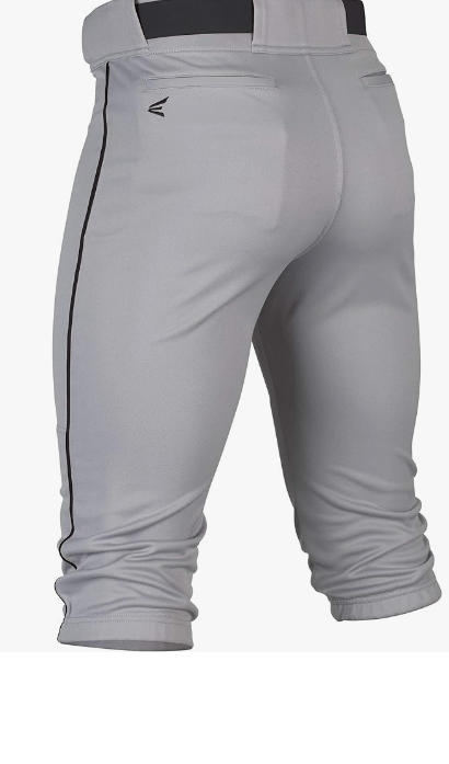 Easton RIVAL+ KNICKER Piped Baseball Pant, Grey/Black, Adult, Large