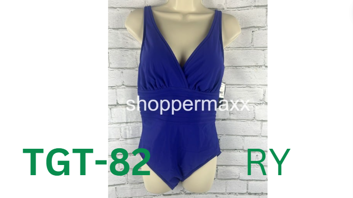 Women's UPF 50 Waist Detail Over the Shoulder One Piece Swimsuit -Blue, Large