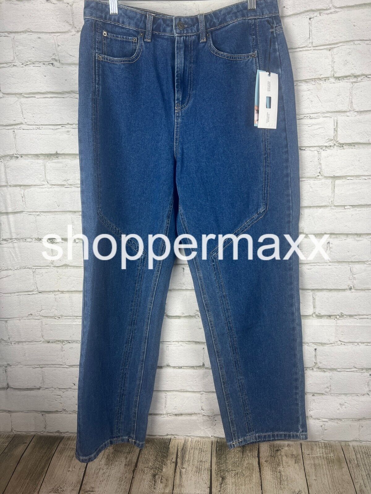 Women' Western Seamed Straight Denim Pant Future Collective with Reese, Blue, 12
