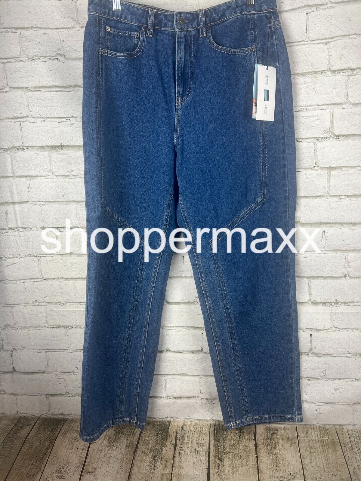 Women' Western Seamed Straight Denim Pant Future Collective with Reese, Blue, 12