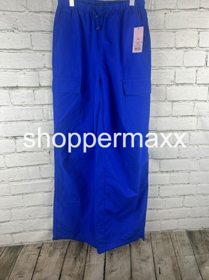 Women's High-Rise Cargo Parachute Pants - Wild Fable, Color - Bright Blue, XXS