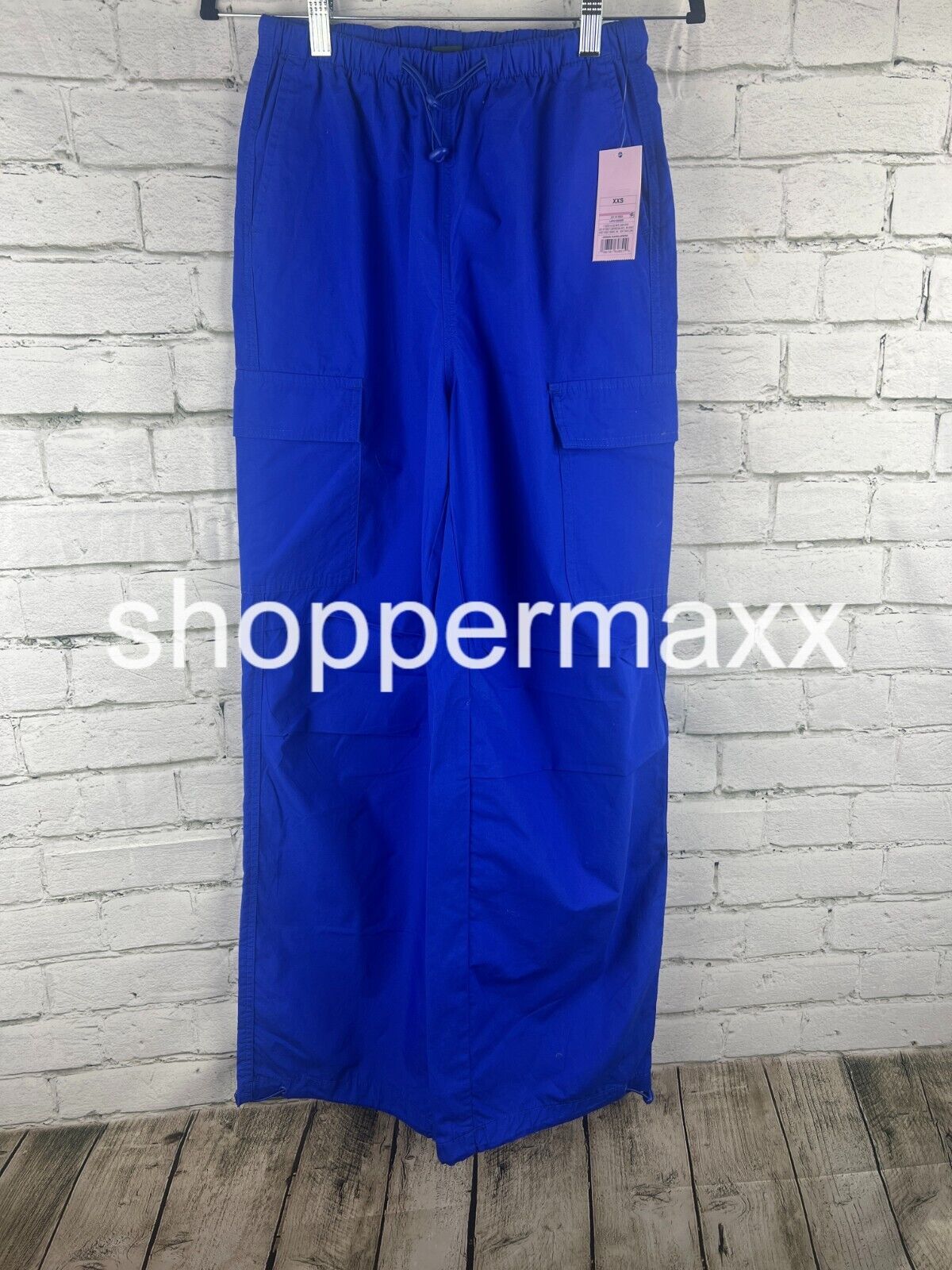 Women's High-Rise Cargo Parachute Pants - Wild Fable, Color - Bright Blue, XXS