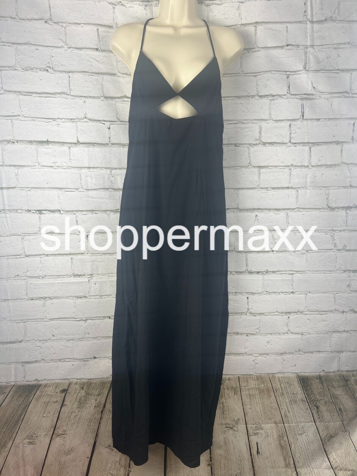 Women Strappy Cutout Midi Slip Dress Future Collective with Alani Noelle Black 8