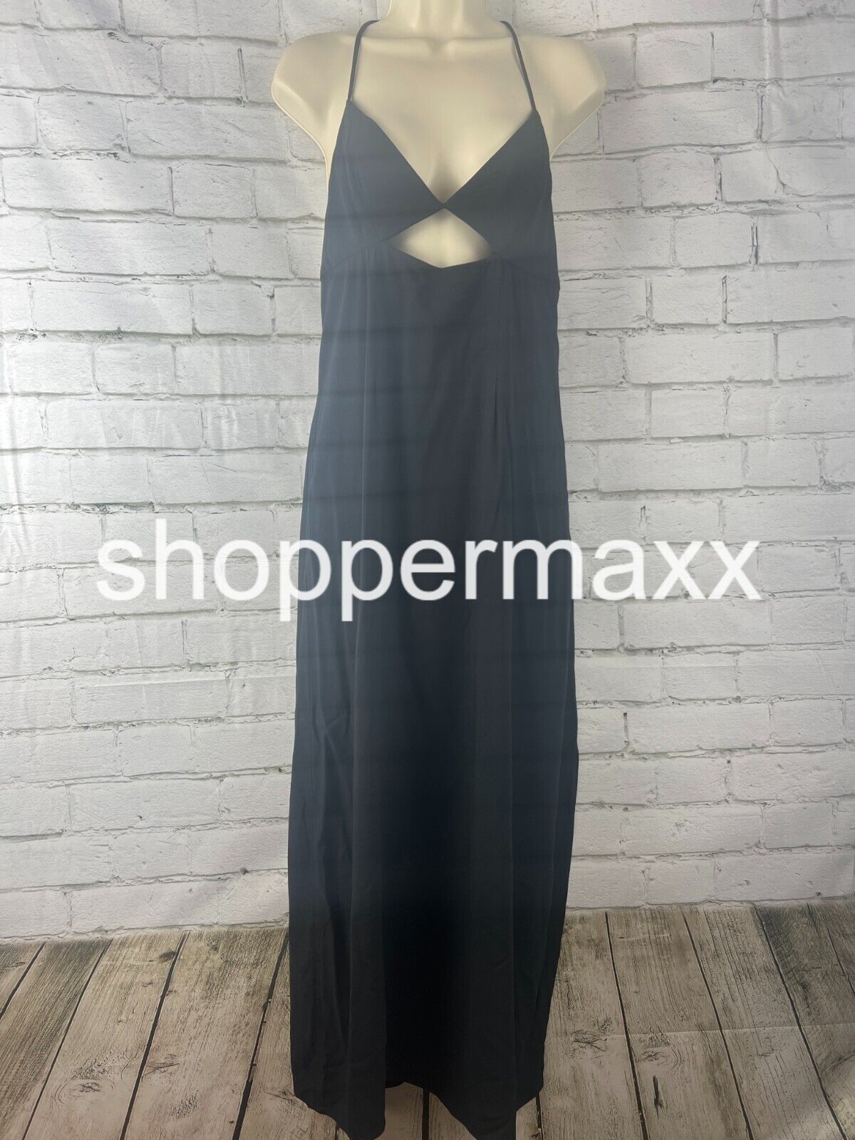 Women Strappy Cutout Midi Slip Dress Future Collective with Alani Noelle Black 8