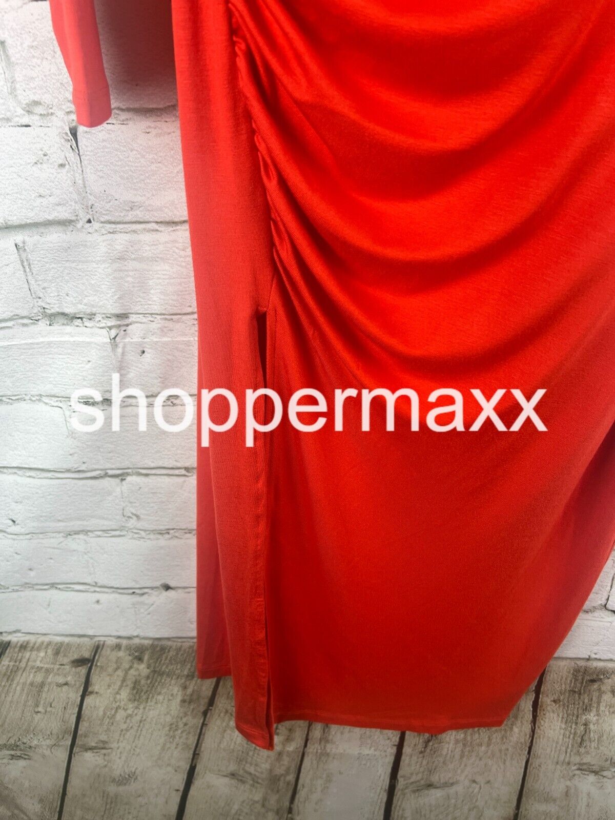 Women Long Sleeve Cut-Out Draped Midi Dress  Future Collective with Reese Red, S