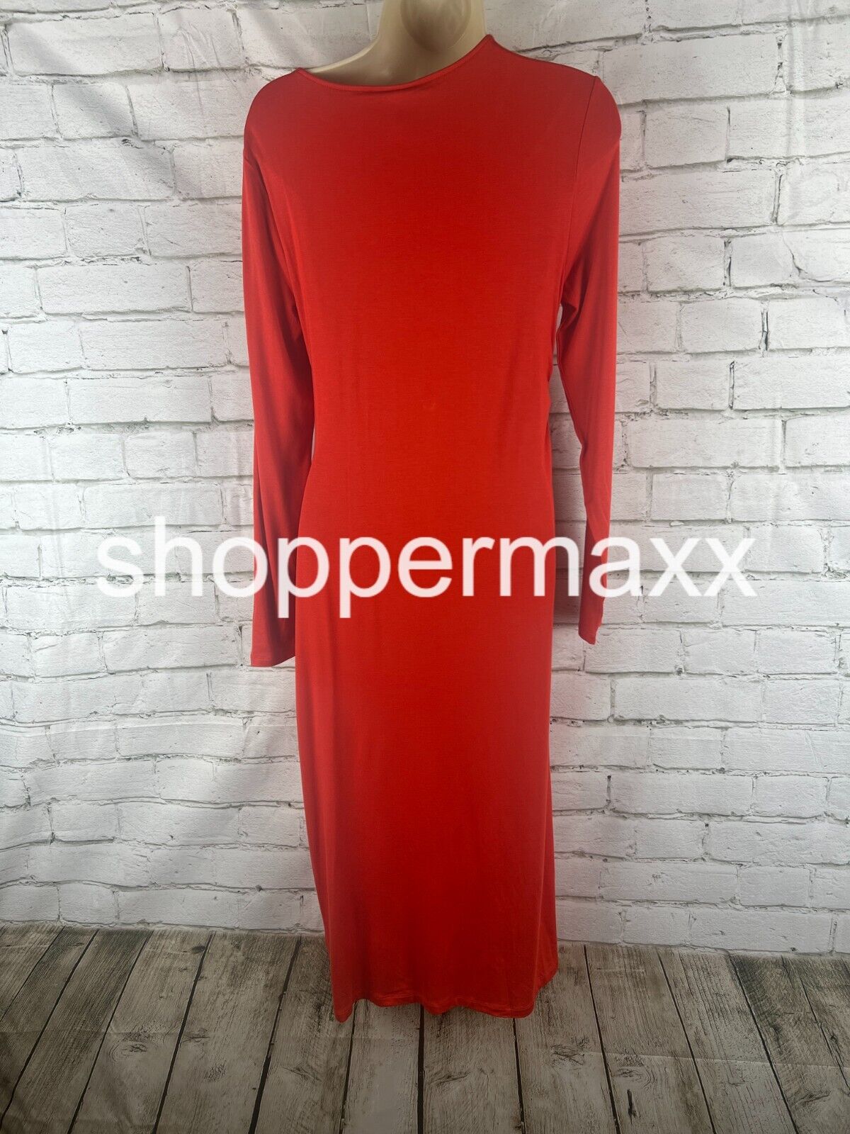 Women Long Sleeve Cut-Out Draped Midi Dress  Future Collective with Reese Red, S