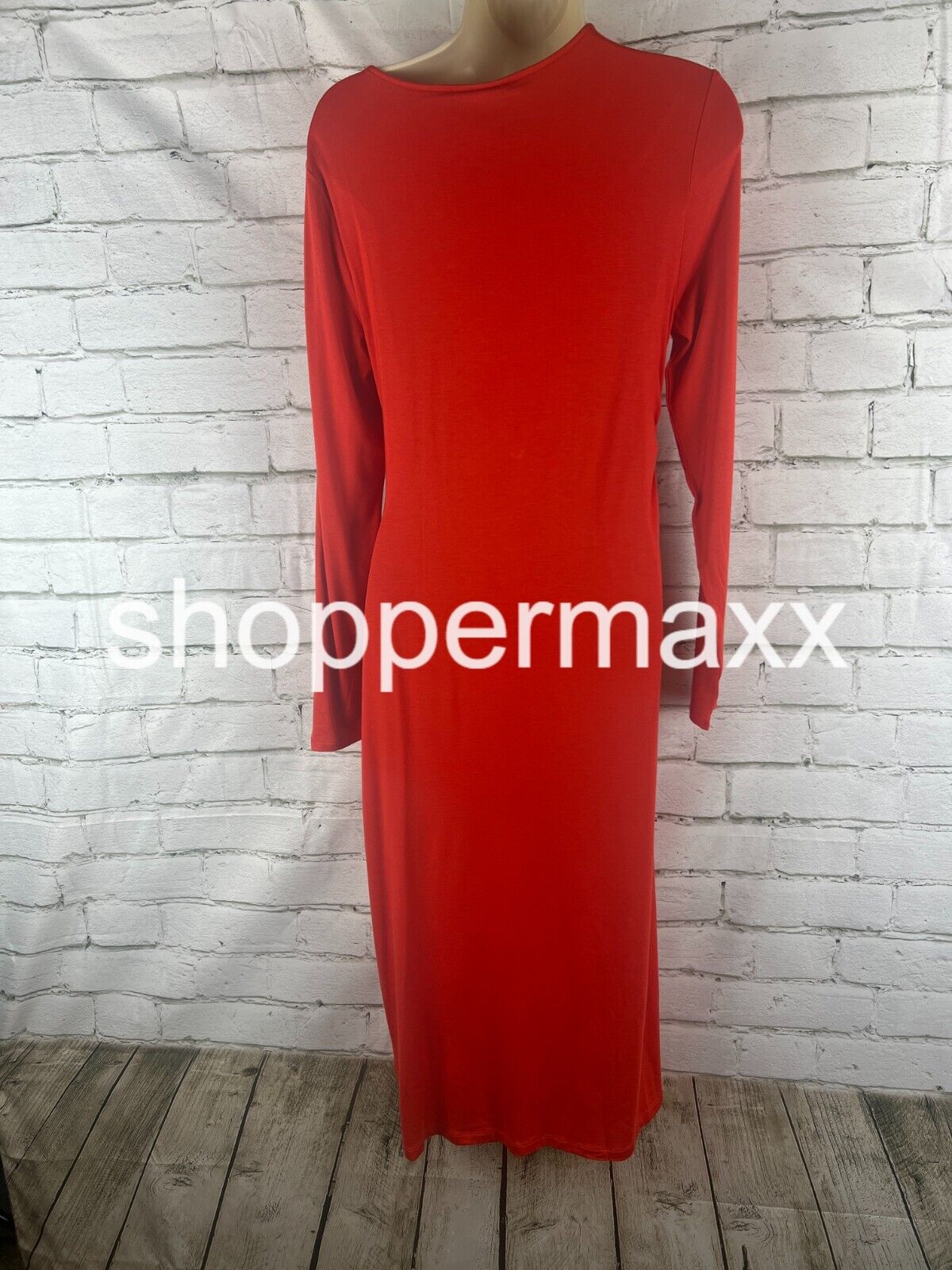 Women Long Sleeve Cut-Out Draped Midi Dress  Future Collective with Reese Red, S