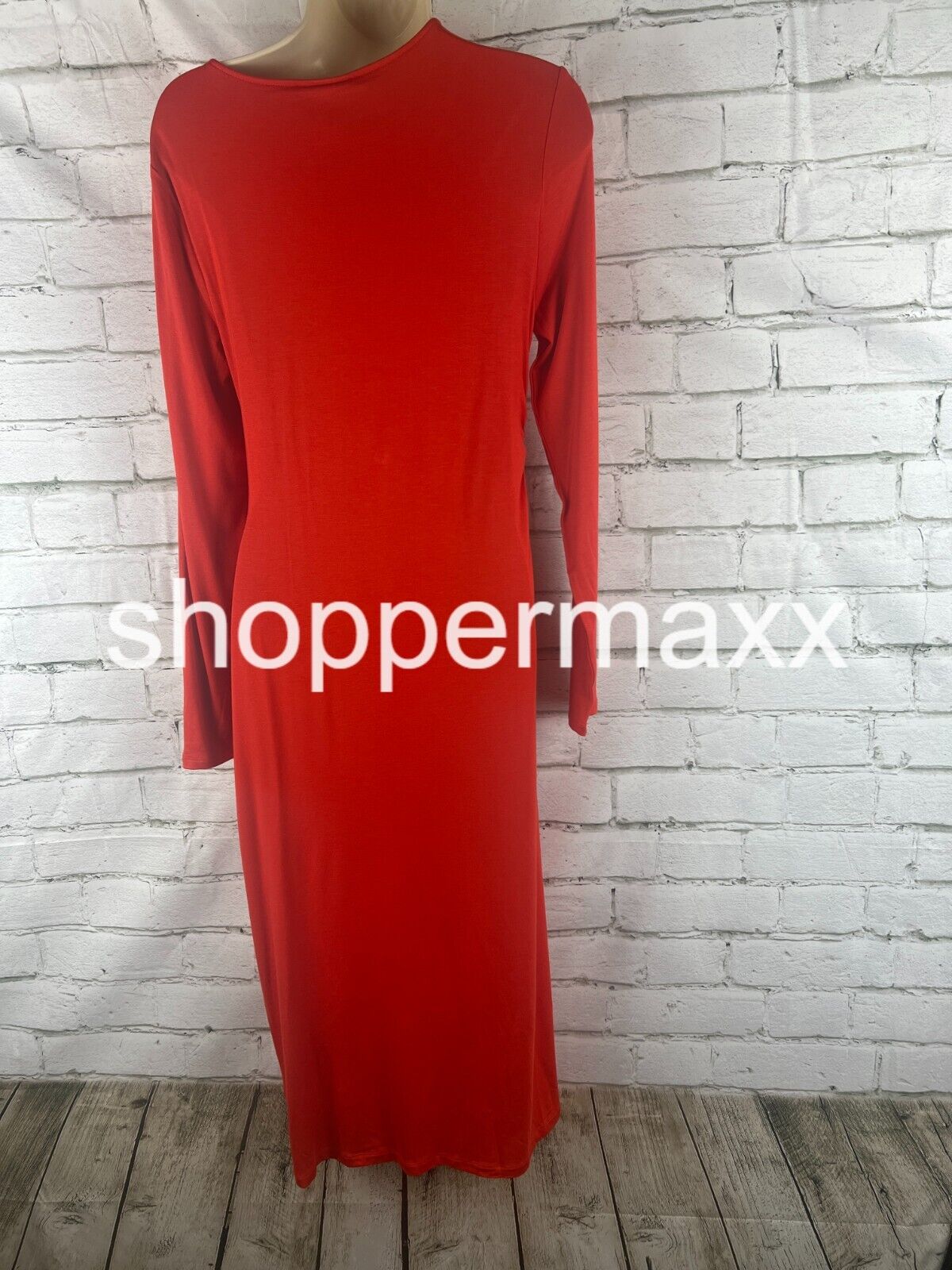 Women Long Sleeve Cut-Out Draped Midi Dress  Future Collective with Reese Red, S