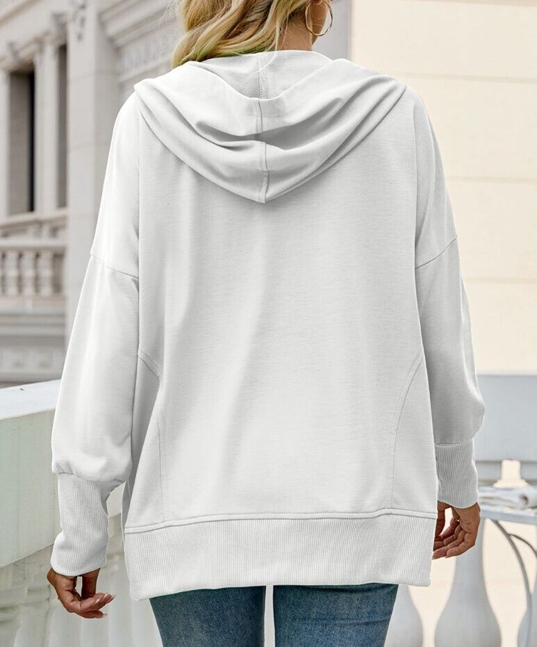 Danqi | White Pocket Half-Snap Hoodie LARGE