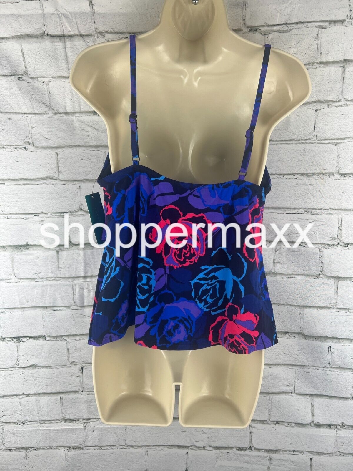 Women's Triple Tier Tankini Top, Color- Rose Grows, Size- Large