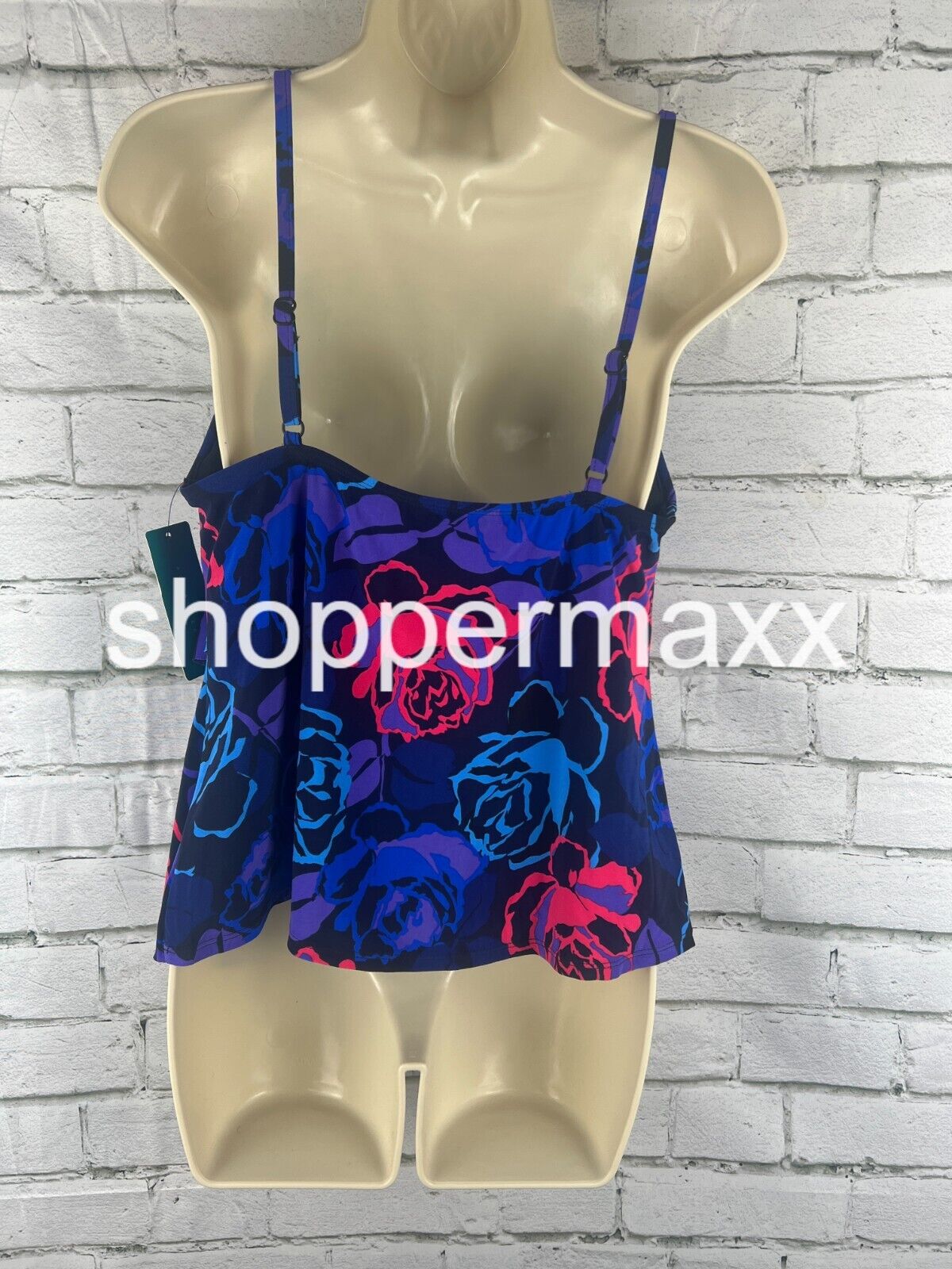 Women's Triple Tier Tankini Top, Color- Rose Grows, Size- Large