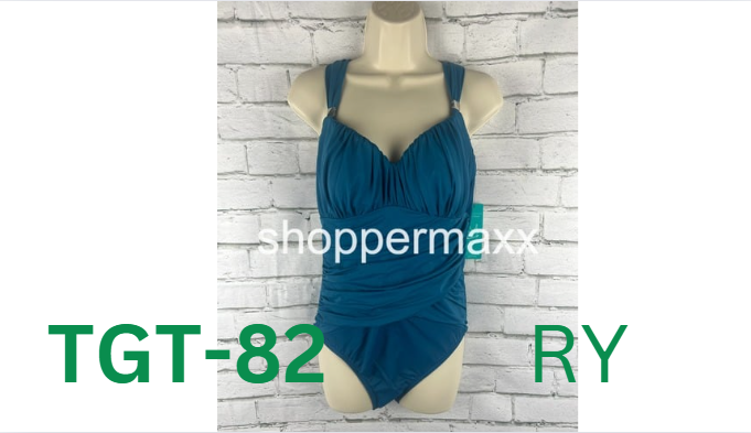 Women's UPF 50 Sweetheart Neck Ruched One Piece Swimsuit - Color- Teal, Size-12