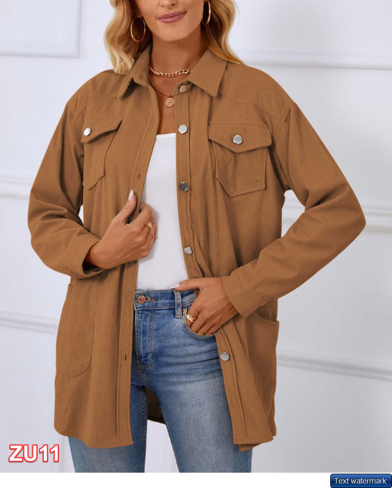 Camisa | Coffee Corduroy Button-Up Shacket - Women xl