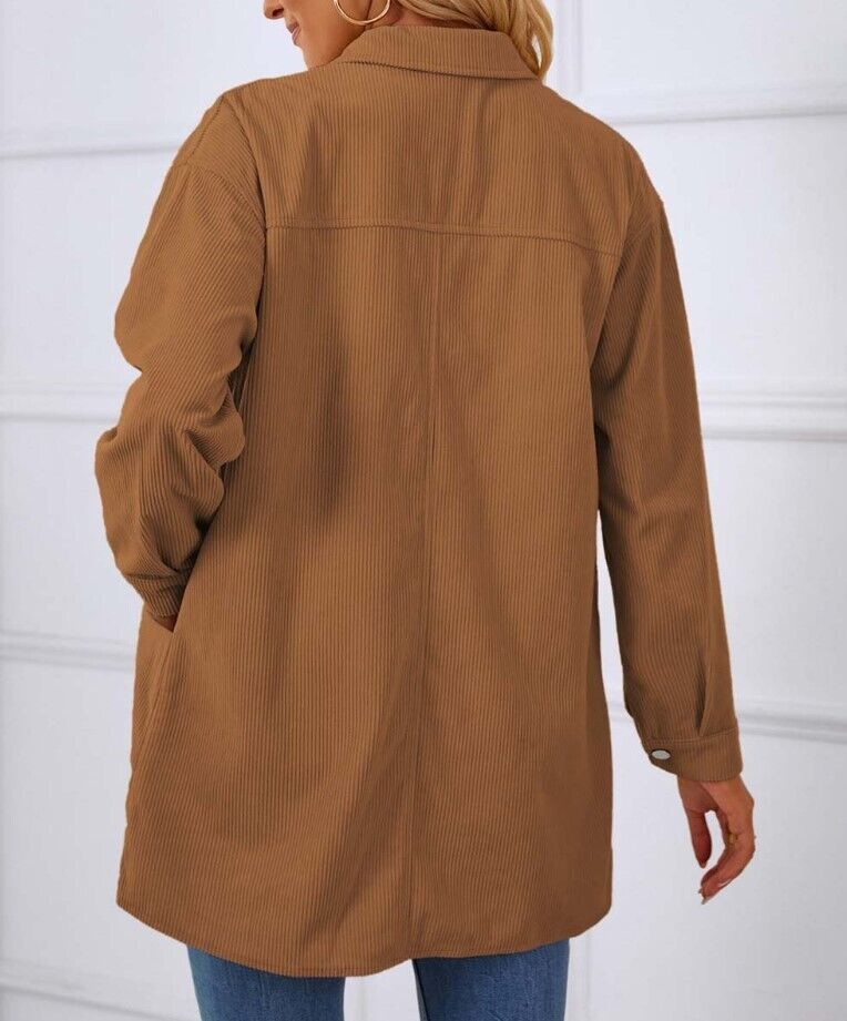 Camisa | Coffee Corduroy Button-Up Shacket - Women xl