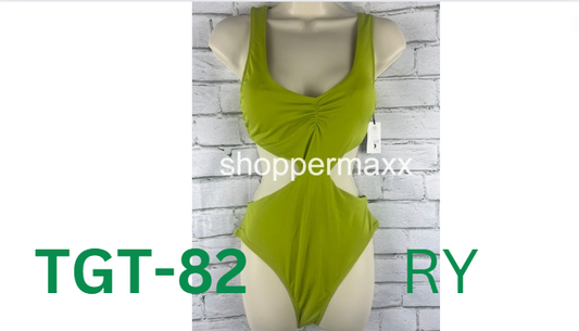Women's Braided Strap Detail Monokini One Piece - Shade & Shore, Olive Green, S