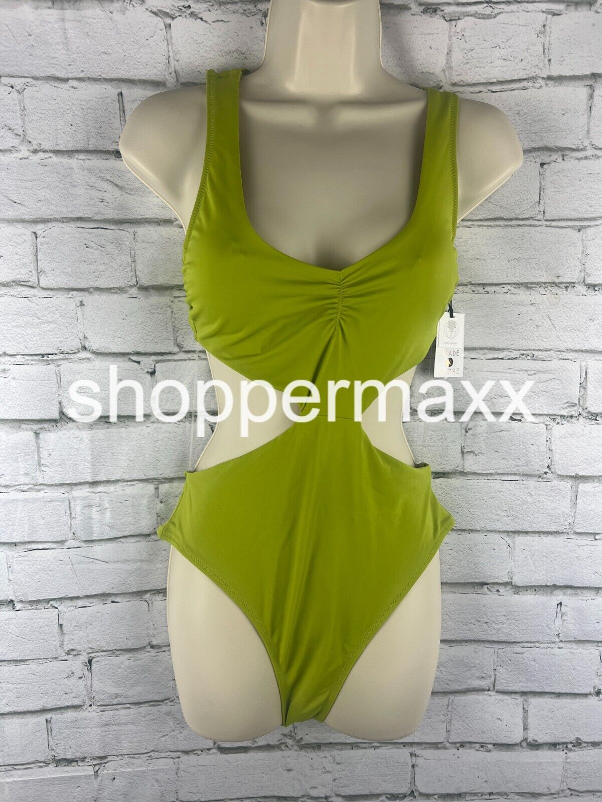 Women's Braided Strap Detail Monokini One Piece - Shade & Shore, Olive Green, S