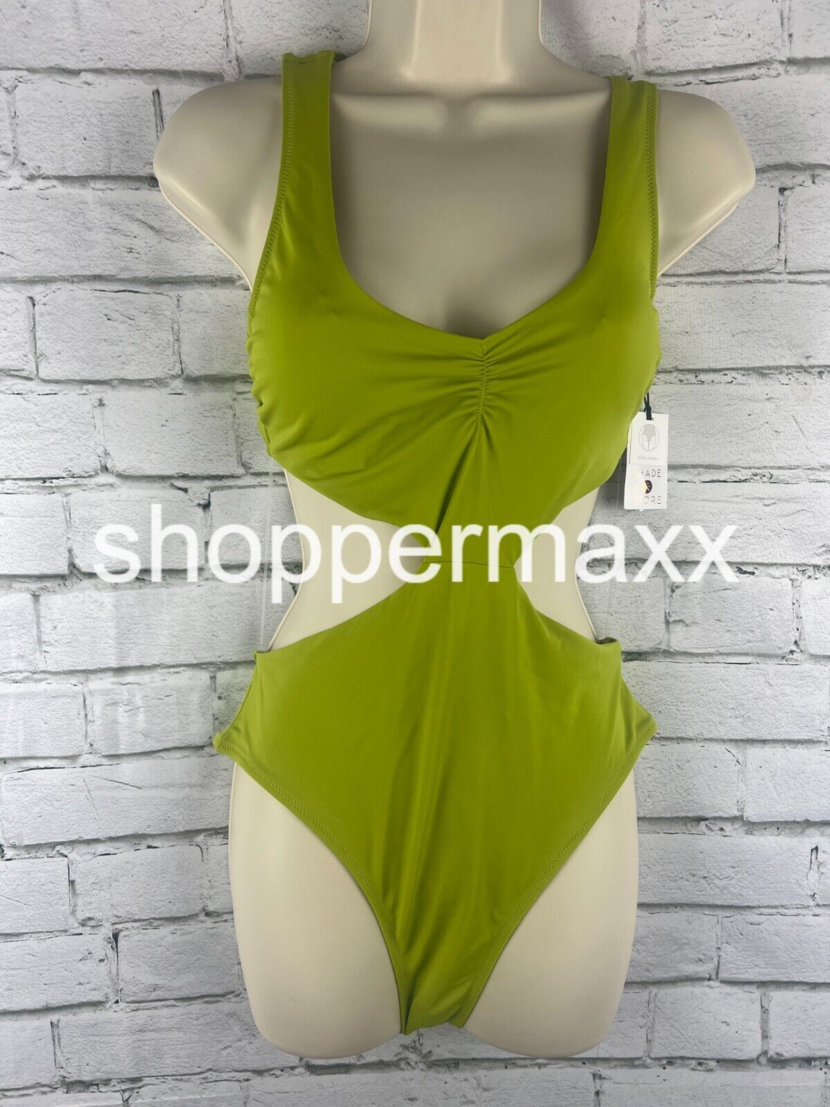Women's Braided Strap Detail Monokini One Piece - Shade & Shore, Olive Green, S