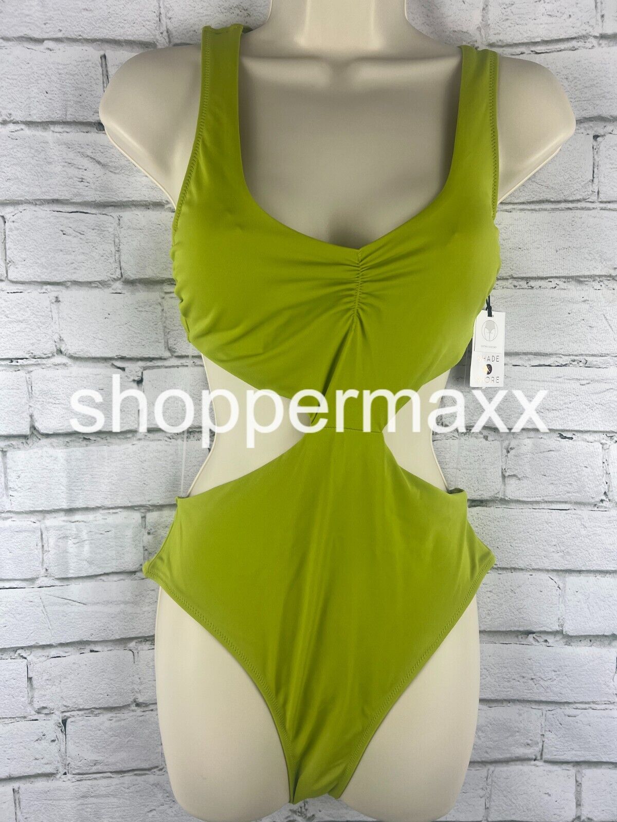 Women's Braided Strap Detail Monokini One Piece - Shade & Shore, Olive Green, S