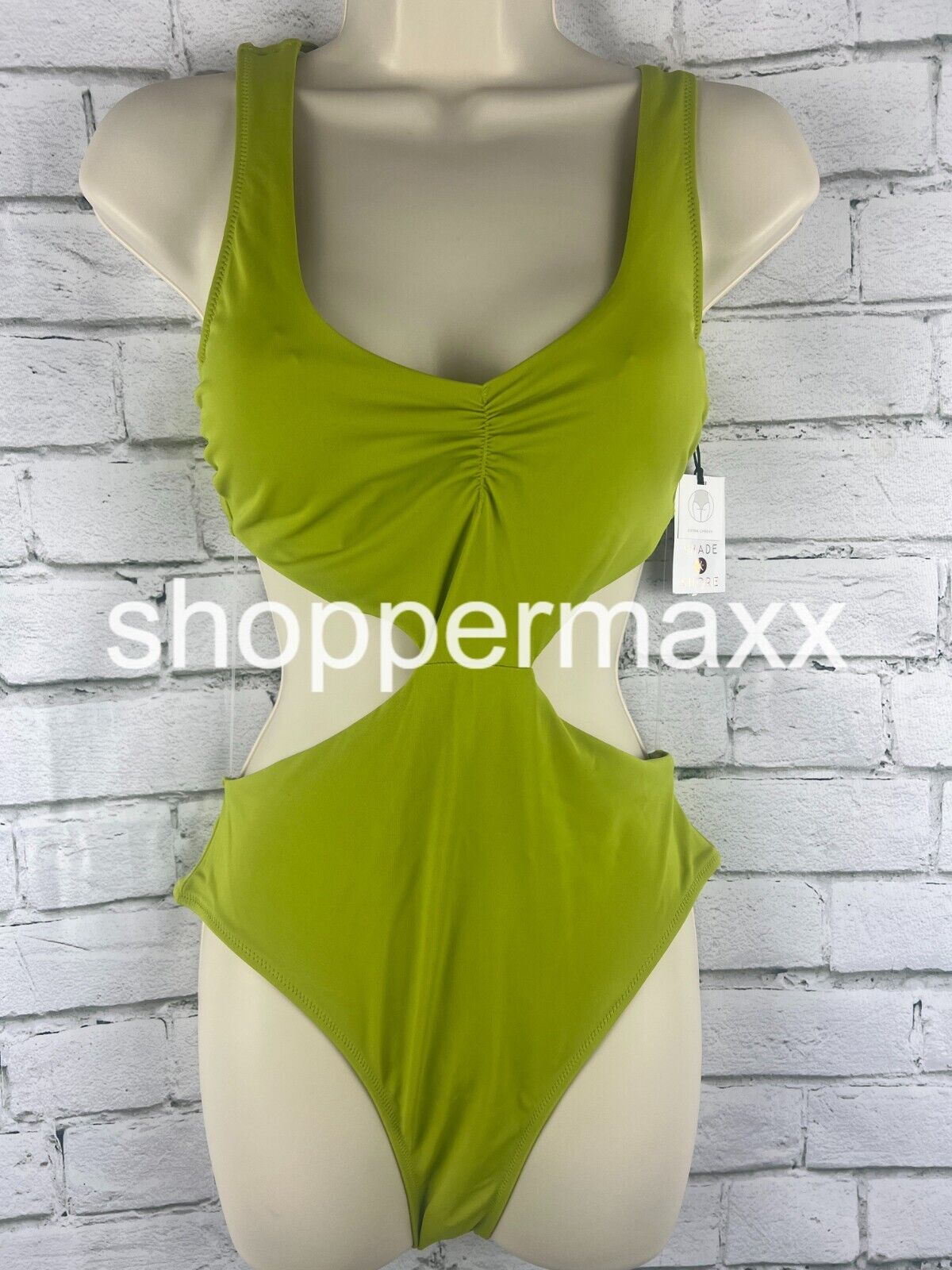 Women's Braided Strap Detail Monokini One Piece - Shade & Shore, Olive Green, S