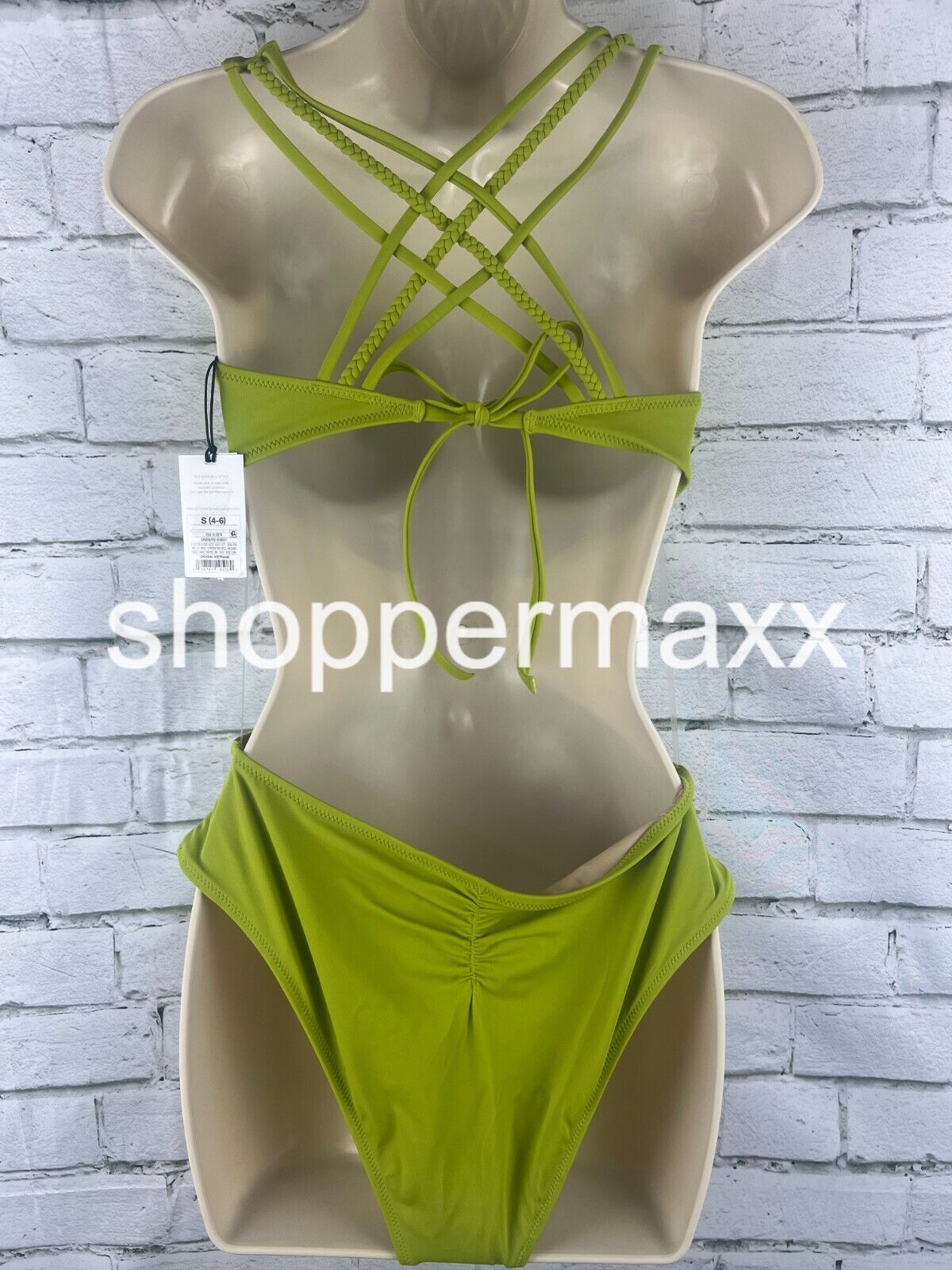 Women's Braided Strap Detail Monokini One Piece - Shade & Shore, Olive Green, S