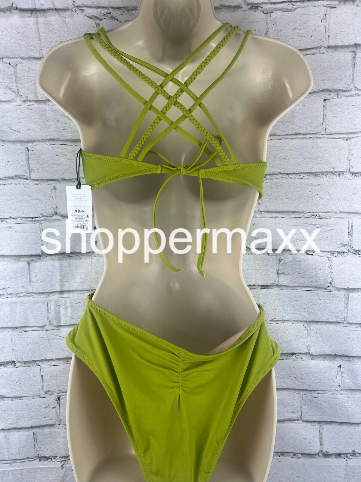 Women's Braided Strap Detail Monokini One Piece - Shade & Shore, Olive Green, S