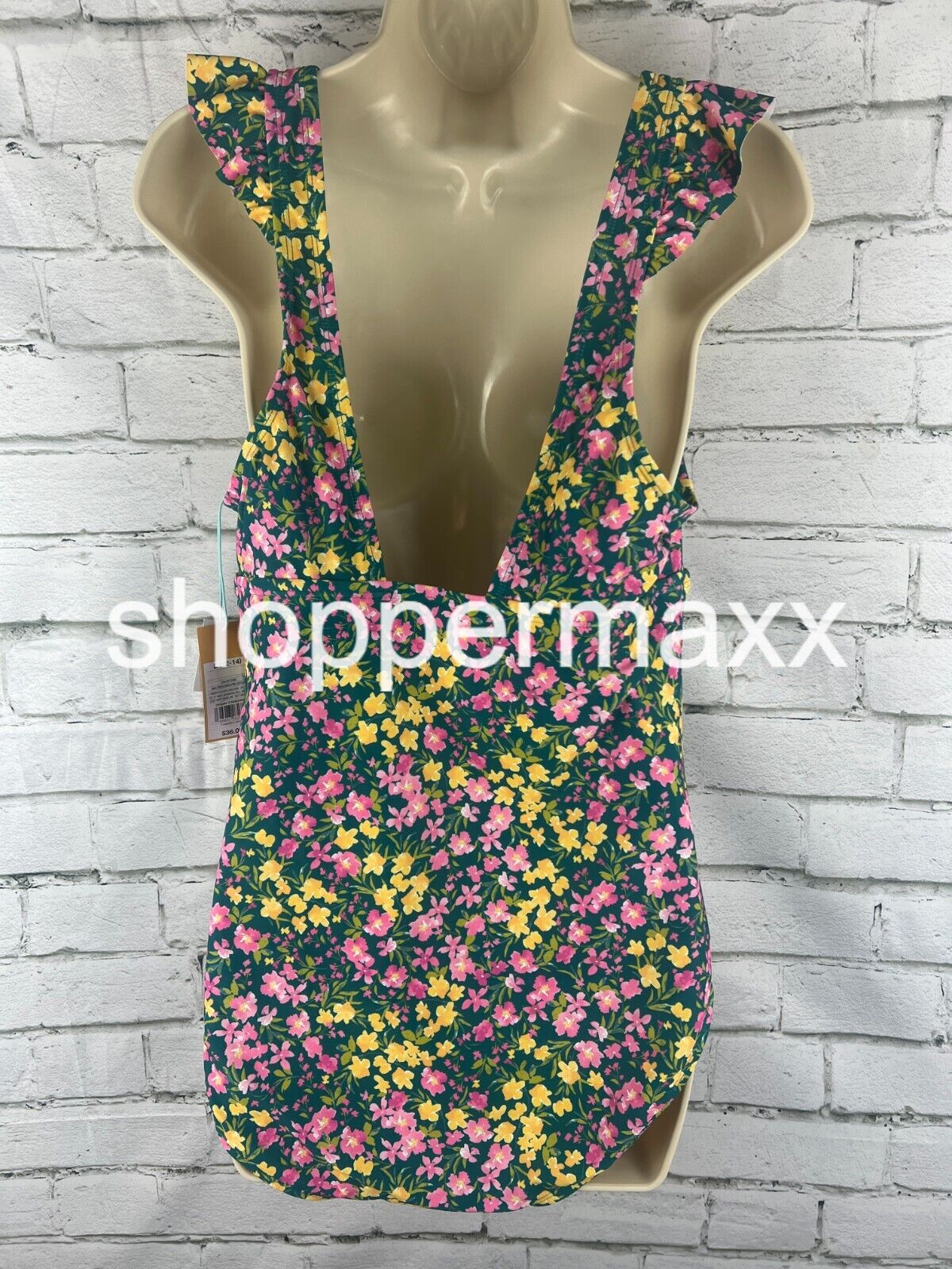 Women's Ruffle Shoulder Ruched Full Coverage One Piece Swimsuit Kona Sol Multi L