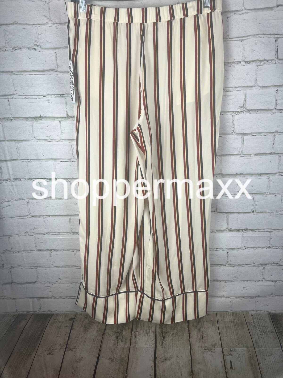 Women's Straight Leg Satin Pant - Color- White, Size- Large