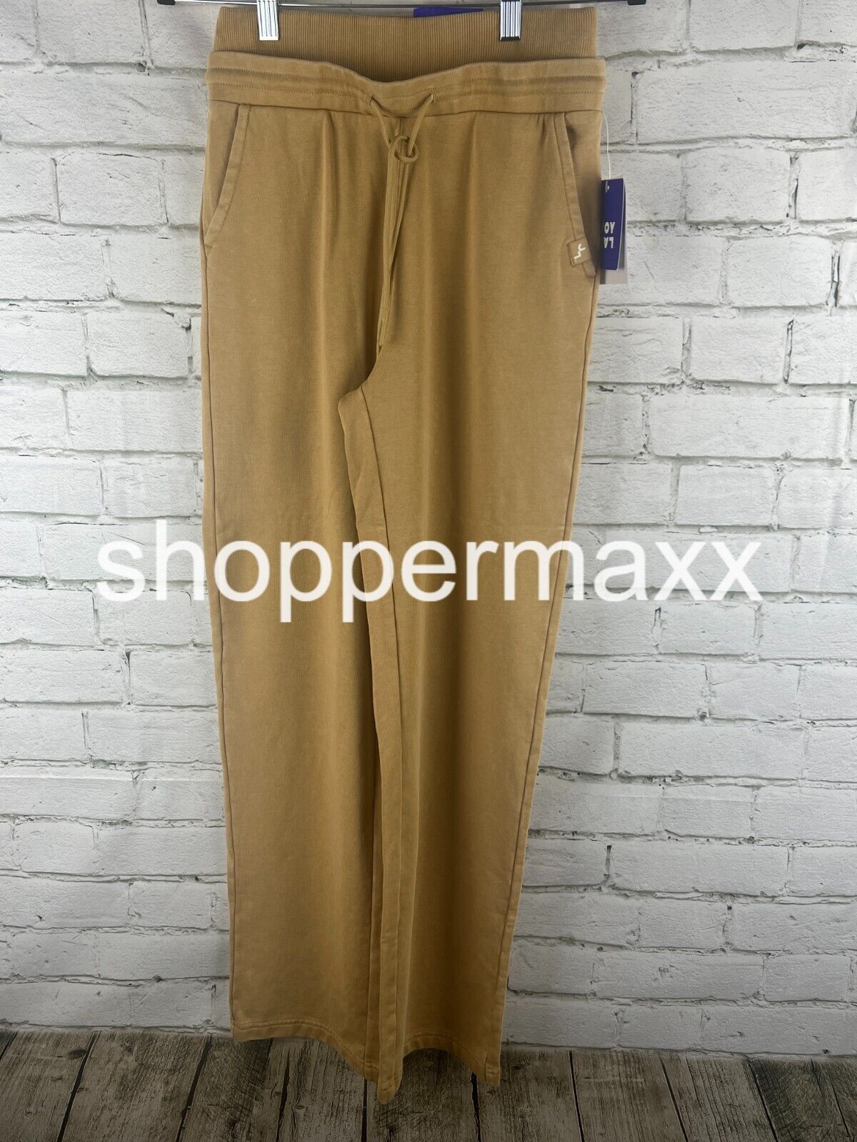 Women's High-Rise Open Bottom Fleece Pants - JoyLab, Color- Beige, Size- X-Small