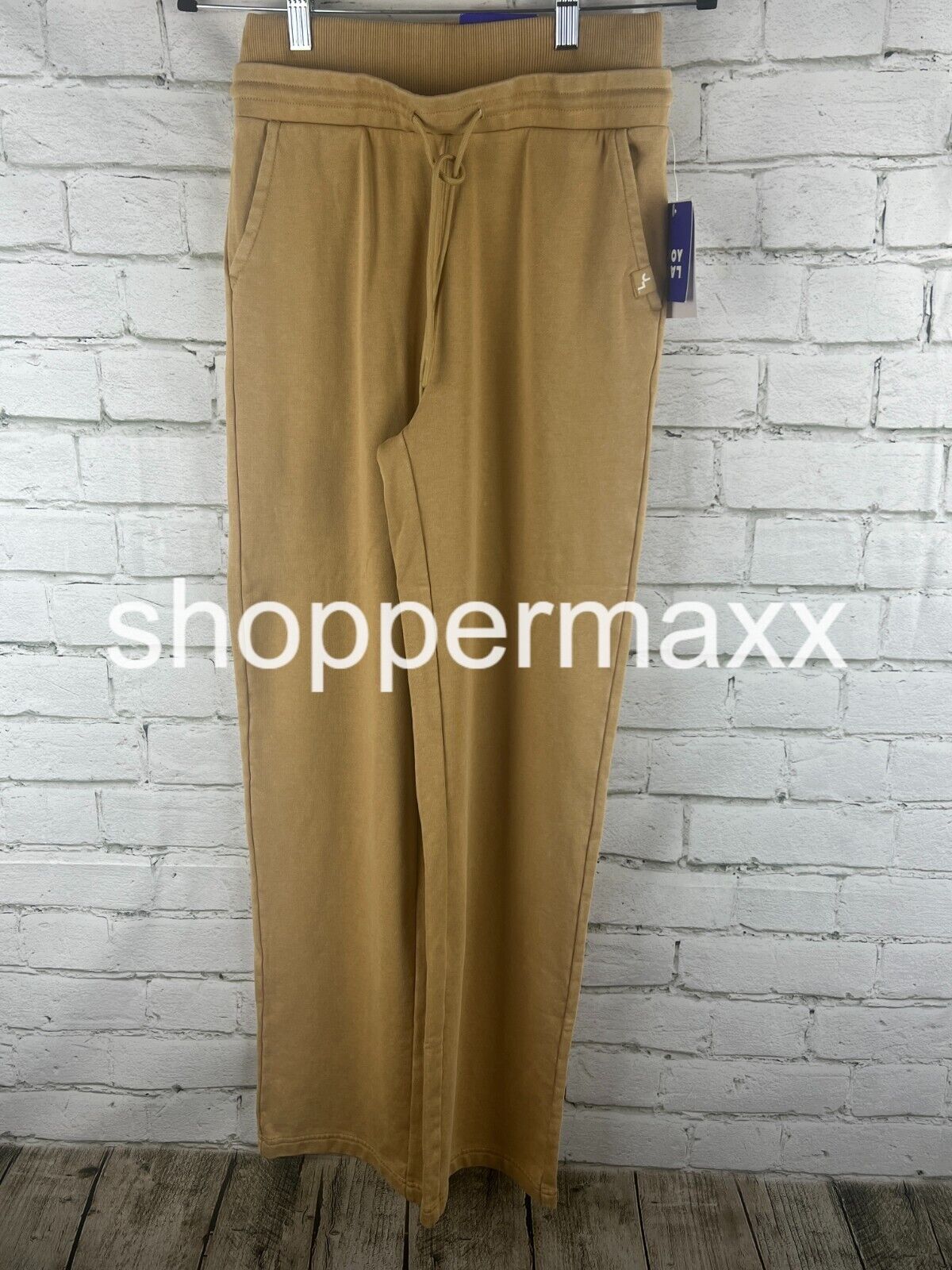 Women's High-Rise Open Bottom Fleece Pants - JoyLab, Color- Beige, Size- X-Small