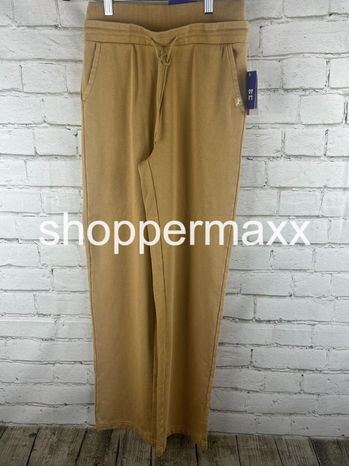 Women's High-Rise Open Bottom Fleece Pants - JoyLab, Color- Beige, Size- X-Small