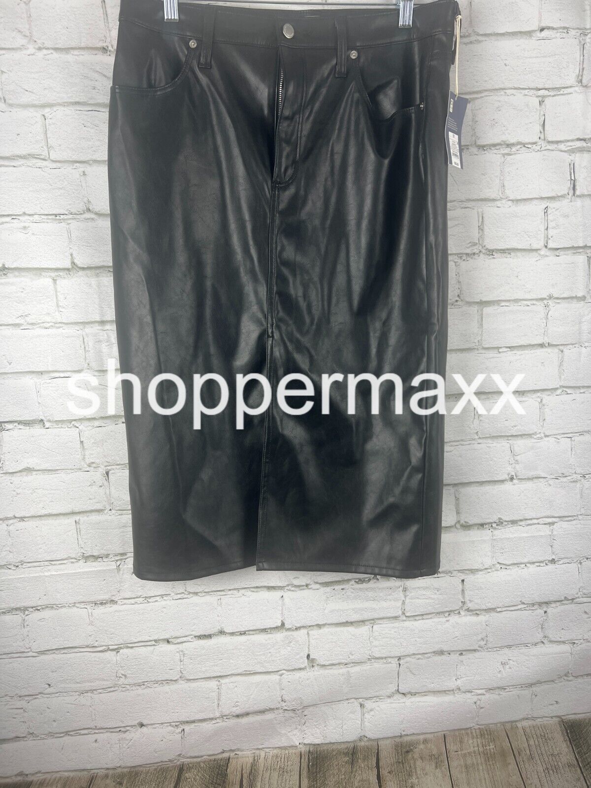 Women's Super-High Rise Faux Leather Midi Skirt - Universal Thread, Black, 12
