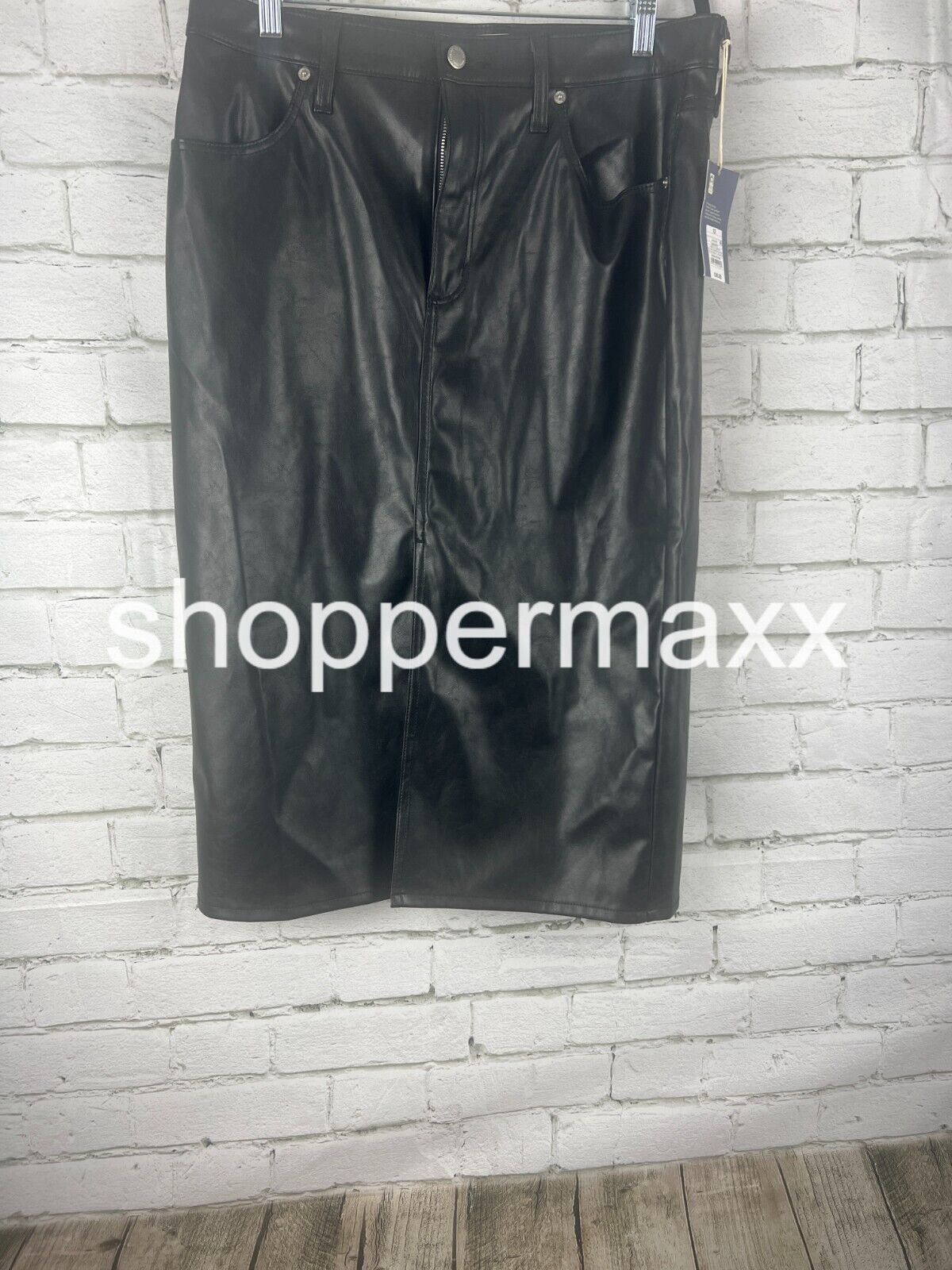 Women's Super-High Rise Faux Leather Midi Skirt - Universal Thread, Black, 12