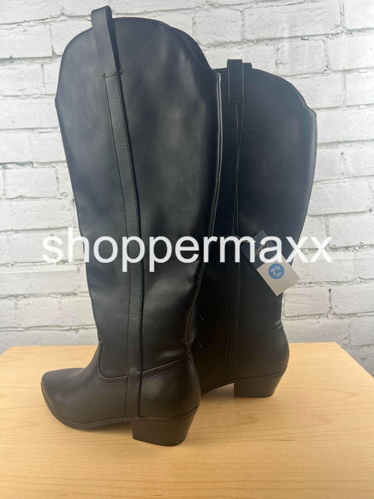 Women's Sommer Wide Calf Western Boots - Universal Thread, Color- Black, 7.5WC