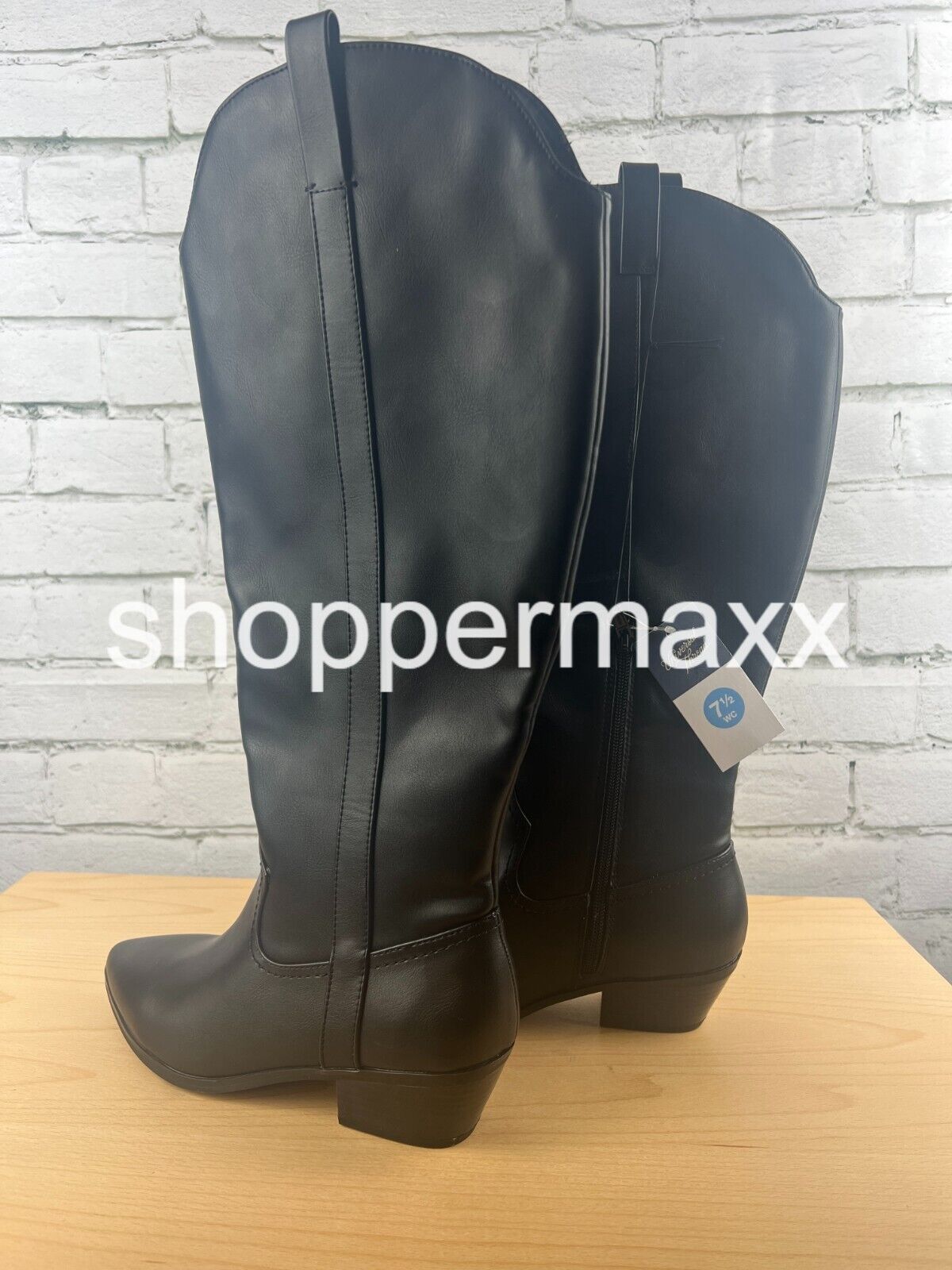 Women's Sommer Wide Calf Western Boots - Universal Thread, Color- Black, 7.5WC
