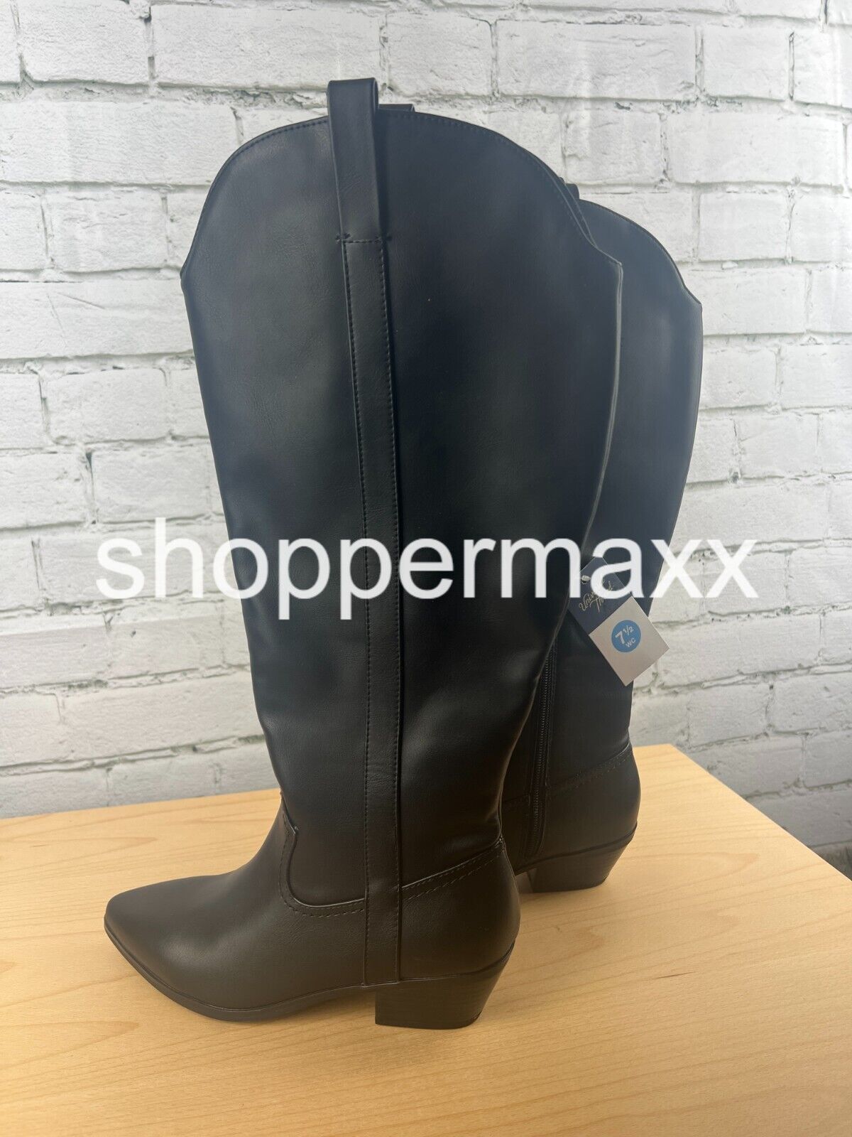 Women's Sommer Wide Calf Western Boots - Universal Thread, Color- Black, 7.5WC