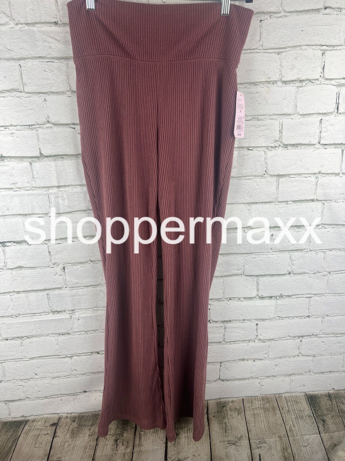 Women's High-Waisted Cozy Ribbed Lounge Flare Leggings - Wild Fable, Burgundy, M