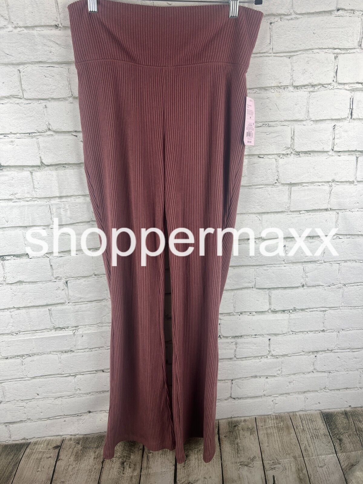 Women's High-Waisted Cozy Ribbed Lounge Flare Leggings - Wild Fable, Burgundy, M