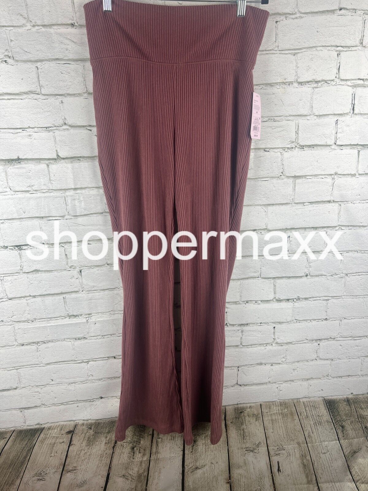 Women's High-Waisted Cozy Ribbed Lounge Flare Leggings - Wild Fable, Burgundy, M