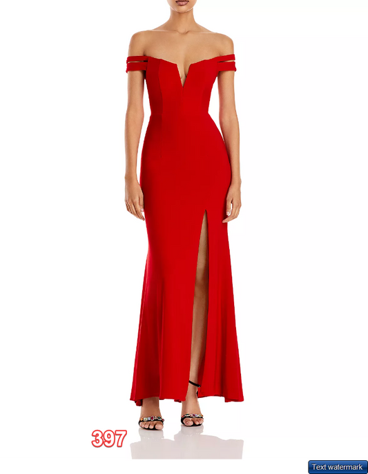 AQUA Off-The-Shoulder Gown - 100% Exclusive Red SIZE 10